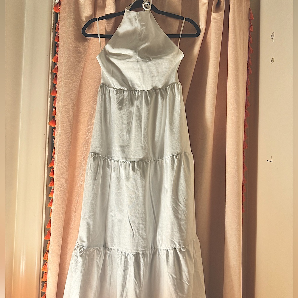 The Frolic sandy shirred tiered back maxi beach dress